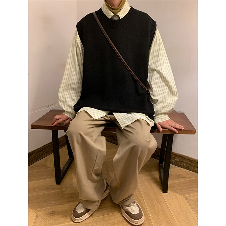 2025秋冬季新款排扣坎肩简约慵懒风毛衣A316-1-Y96P60,男装针织衫/毛衣,星座906（原电商a316-1）