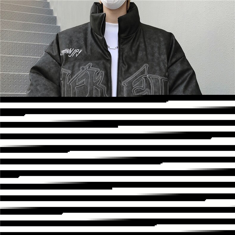 美式复古做旧皮服棉服男女款秋冬季加厚oversize宽松皮衣外套ins,男装皮衣,星座1013