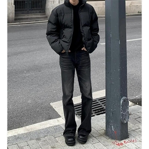 cleanfit黑色软牛仔裤美式穿搭秋冬男生穿搭高级感裤子直筒微喇裤图片