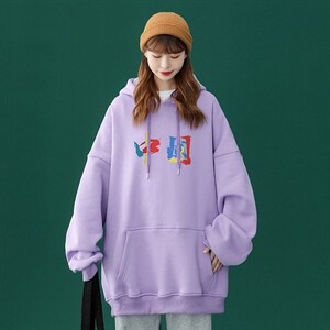 中性 秋季潮流印花上衣宽松连帽卫衣 W231  P35控58加绒P45图片