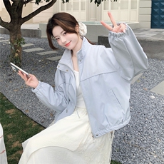 现货新款淡蓝色宽松休闲短外套女春秋季上衣2C353--722#P165K268，女装短外套，2C353