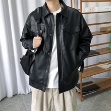 现货春装皮衣外套男时尚机车服休闲皮夹克-A607-P90加绒-P100，男装夹克，电商A351