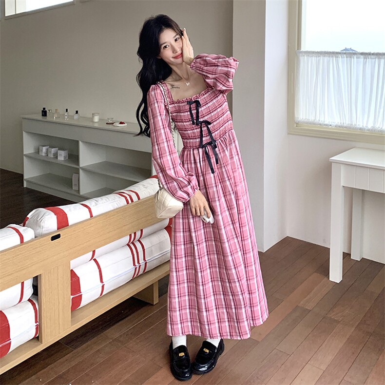 现货春季新款打揽格子连衣裙25019P130K188,女装连衣裙,2D035
