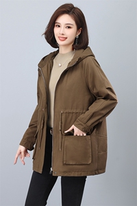 加绒派克服女秋冬2025新款时尚宽松抽绳收腰中年妈妈加厚保暖外套图片