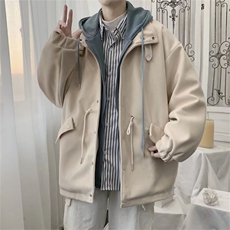 冬季新款假两件加厚情侣夹克衣服设计感连帽工装外套男JK566-P85，男装夹克，星座1008