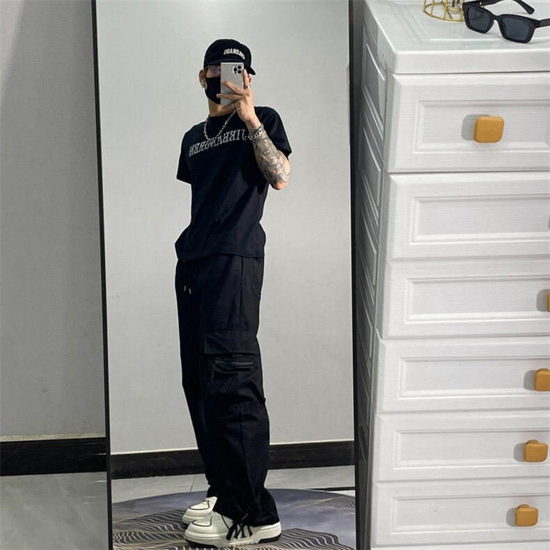 美式复古街头嘻哈工装裤高街男女直筒阔腿休闲裤子JX755-P45,男装休闲裤,星座1109-3