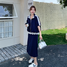 休闲运动蕾丝薄款短袖卫衣半身裙女夏2025新款甜美显瘦，女装连衣裙，2C029