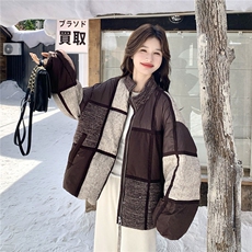 现货拼色羽绒服女冬短款小个子2025年新款今年流行设计感小众拼接，女装羽绒服，琦鑫阁（原依鑫阁）