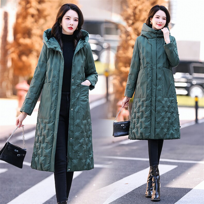 现货！专柜品质！2022冬装新款优雅长款羽绒服女90%白鸭绒外套,女装羽绒服,铭街依杨
