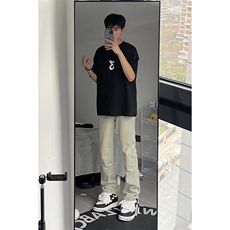 B221美式ins高街小众百搭纯色微喇牛仔裤LK22087-P55控78，男装牛仔裤，电商B221