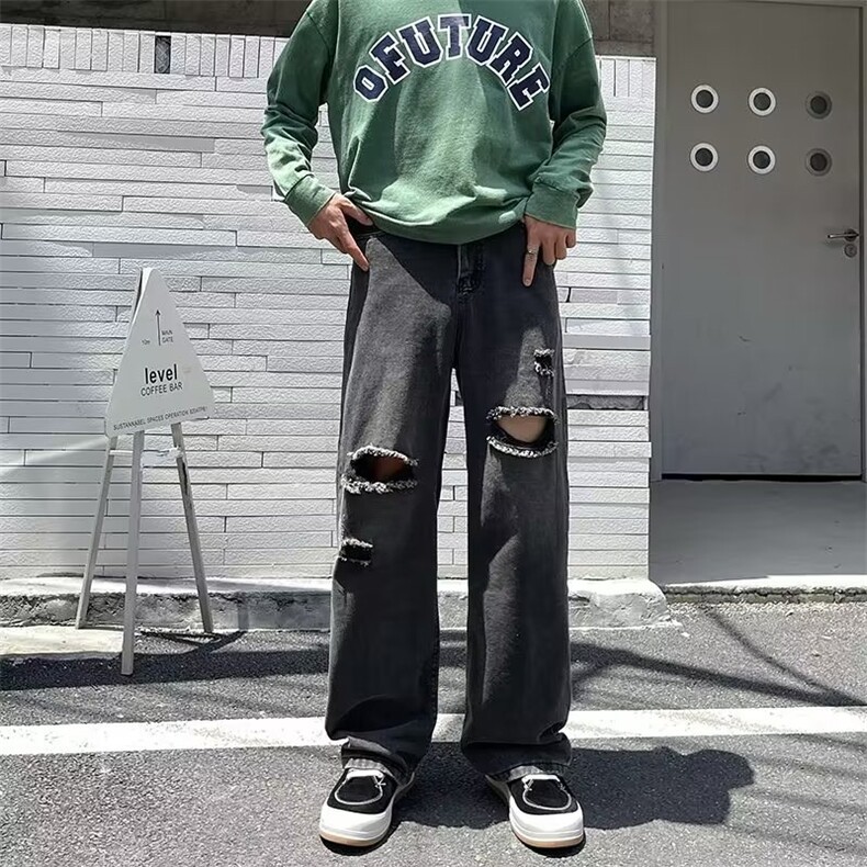 牛仔裤男秋季潮大码休闲裤子高街N5049P38,男装牛仔裤,星座1116-2