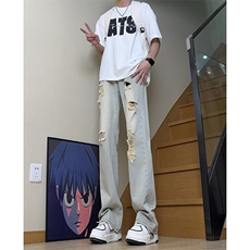 美式高街ins小众破洞牛仔裤货号K755P6578，男装牛仔裤，电商A063