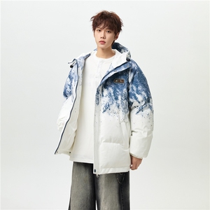 XZ-230-1MY705男模无影墙轻奢百搭水墨扎染休闲连帽棉服P118控158
