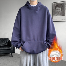 8XL-M连帽卫衣硬挺连帽卫衣男美式复古重磅帽衫加绒外套WY9105P68，男装卫衣，电商B238
