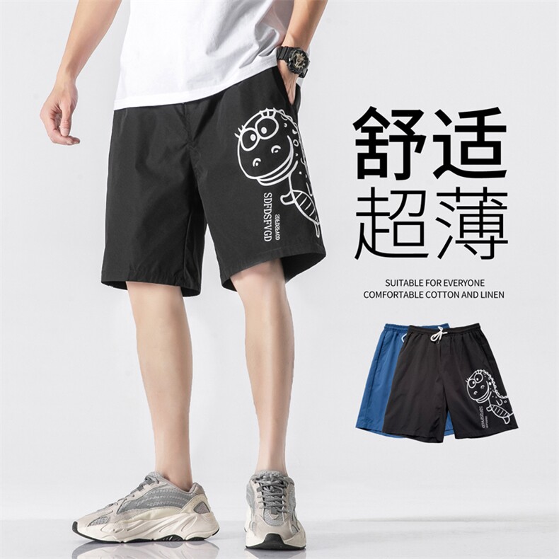 K202P25无影墙宽松休闲卡通恐龙休闲夏装薄款印花港风五分裤,男装休闲裤,电商A026-1