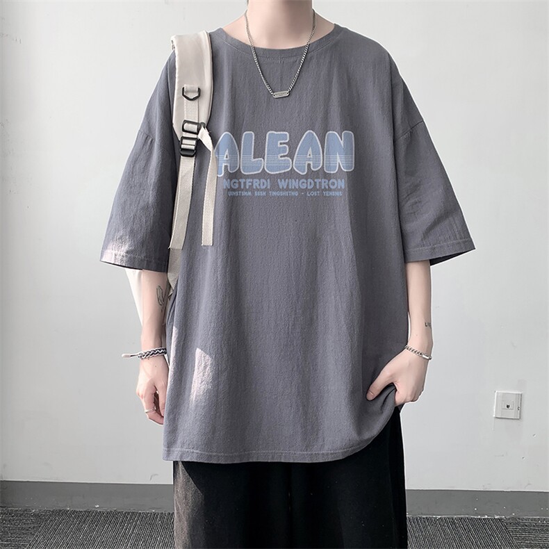 YT26291-P30亚麻短袖t恤男大码五分袖男宽松七分袖大皂风模特,男装T恤,电商A040