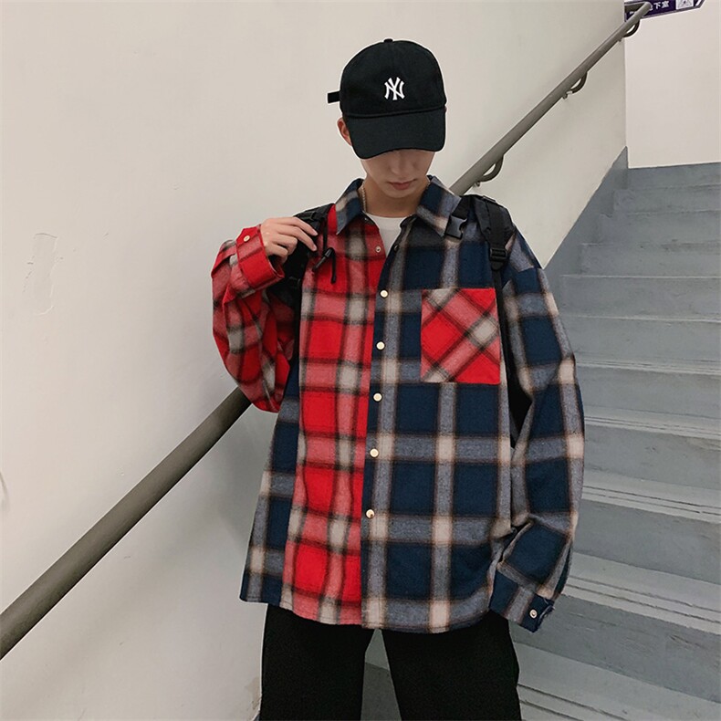 19/秋冬撞色格子磨毛长袖衬衫两色CS01/P45有差价（50）,男装衬衫,星座1506-1