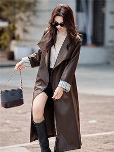 2026春装新款时尚潮流百搭气质宽松中长款皮衣外套女图片