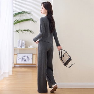 时尚休闲套装女2025春装新款洋气韩版宽松显瘦阔腿裤减龄两件套潮图片