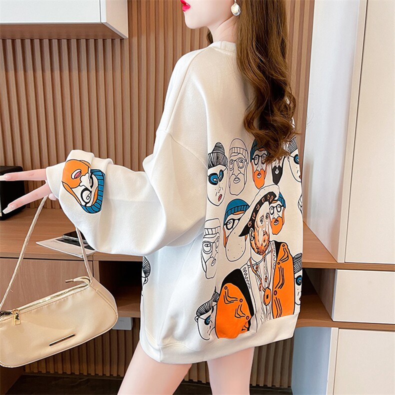 A9905宽松大码卡通印花套头薄款卫衣女ins潮P48，女装卫衣/绒衫，星座309B-2