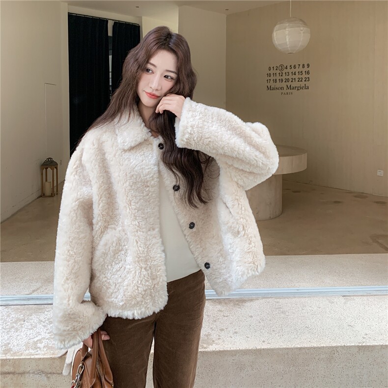 皮毛一体羊羔绒外套R2C086-2585P175K288,女装短外套,2C086