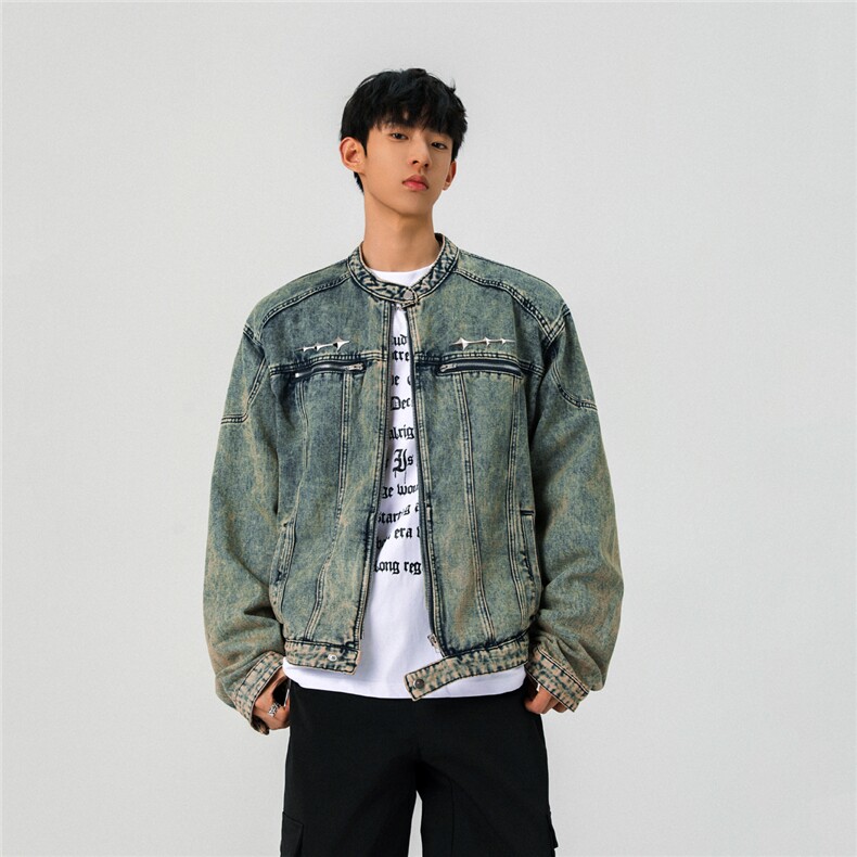 1303B-JK5501-P98158  原版做工重工水洗拉链设计牛仔外套图片