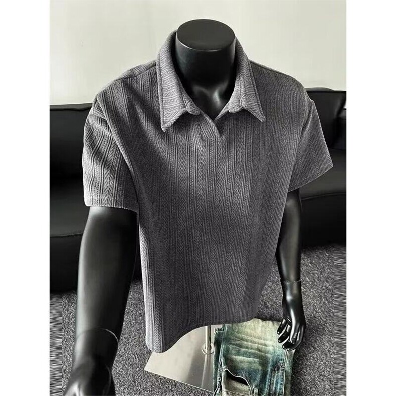 GENIOLAMODE夏季麦穗纹polo衫男2025新款美式休闲半袖宽松短袖潮,男装Polo衫,星座1116A（原606A-3）
