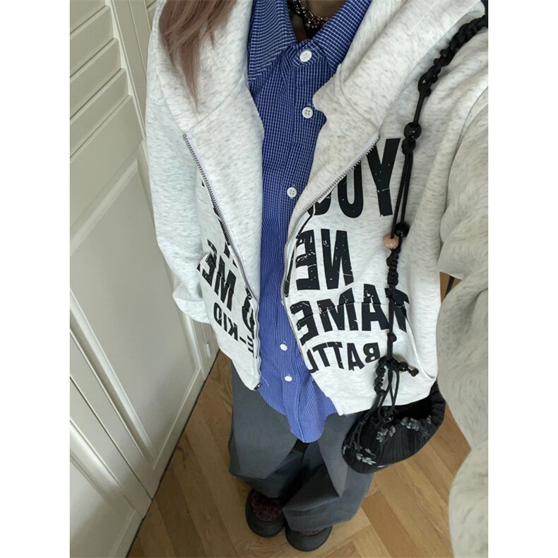 秋冬开衫连帽卫衣字母印花男女同款独特设计高街外套WC79,男装卫衣,星座1116A（原606A-3）