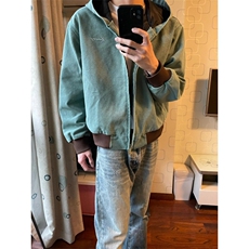 【有货】湖水绿Boxy短款连帽外套男春秋美式帆布夹克Y166CC-特P63，男装夹克，星座1007（原301D）