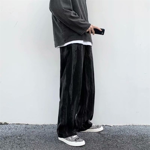 潮牌嘻哈设计感韩版拖地牛仔裤男潮流宽松阔腿老爹裤子k302-p40图片