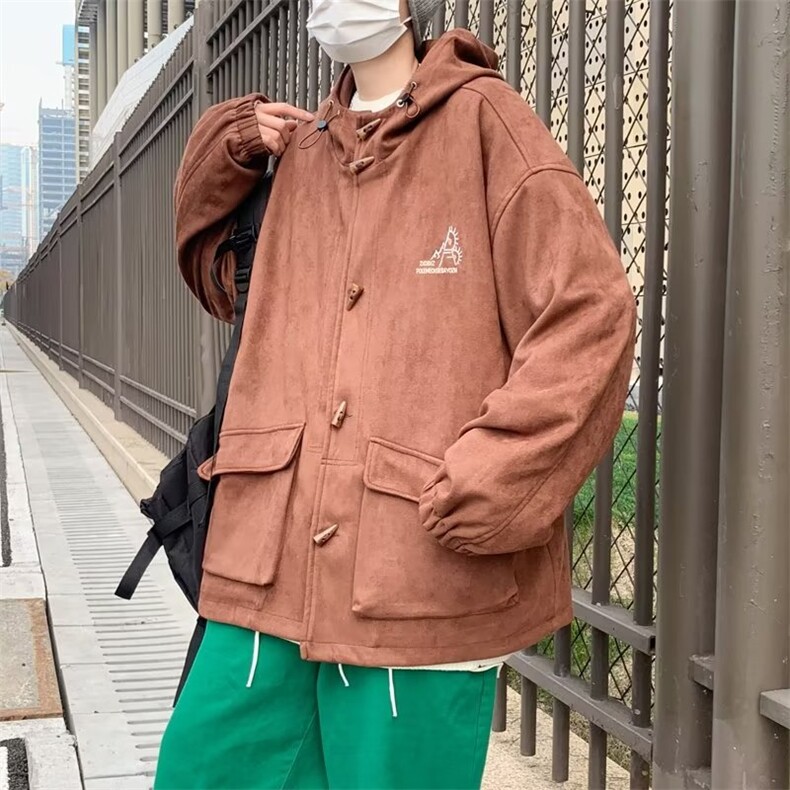 外穿男日系连帽标准潮春季慵懒夹克长袖百搭青春流行文艺新款潮流图片