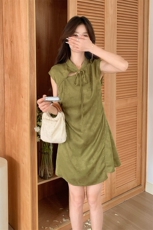 气质优雅新中式连衣裙女2025夏季新款修身显瘦高端精致改良旗袍裙，女装连衣裙，灵力轩
