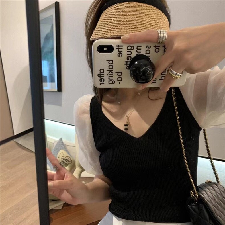 现货夏款上衣欧根纱拼接针织，其它，XTZ style