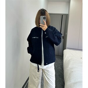 26春装高品质老钱风立领夹克外套男女美式潮牌拉链工装风宽松上衣图片