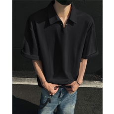 夏季新品老钱风宽松休闲POLO衫短袖T恤上衣男H1083特P35，男装Polo衫，电商A341