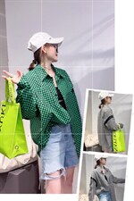 春季新款格子衬衫，女装衬衫，幻妍