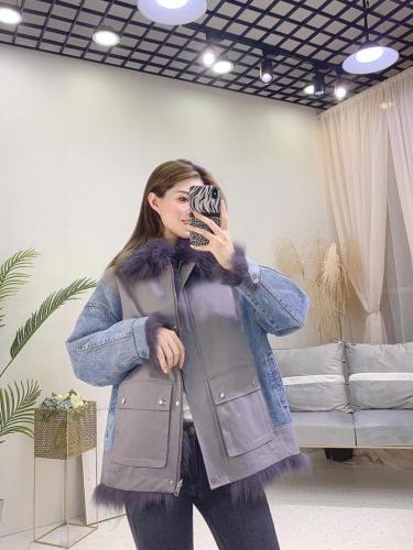 ZHG8105门襟毛领真狐狸毛内胆羽绒两面穿皮草羽绒服,女装皮草,L·H·X