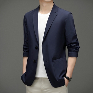 2023春秋季薄款休闲男士西服简约便西外套中年单西时尚小西装图片