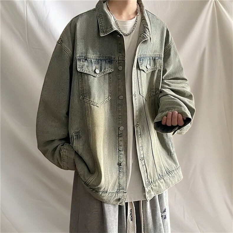 数据泥黄牛仔百搭外套高街显瘦大口袋牛仔外套NZWT001P65，男装工装外套，电商A128