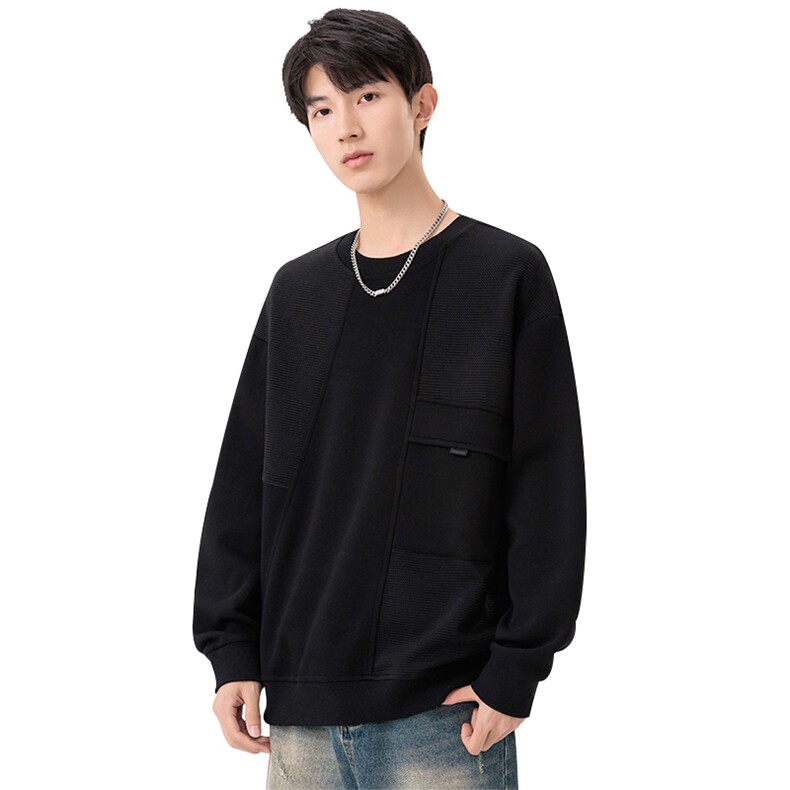 加绒加厚M-8XL休闲圆领拼接卫衣男6081加绒-P52,男装卫衣,星座209