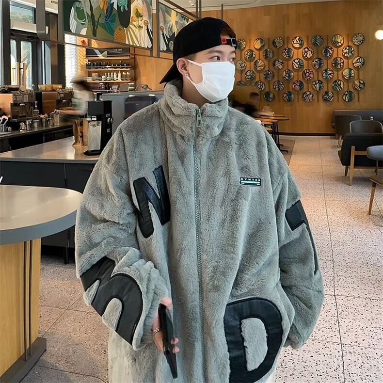 超厚羊羔毛外套女冬季保暖宽松长袖立领加厚棉服棉衣JM65,男装夹克,星座1116A-1（原606A）