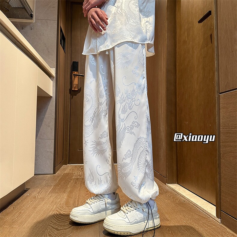 XZ616春夏季风新中式龙纹冰丝裤休闲长裤TY2466特P35控68,男装休闲裤,星座512A（原616）