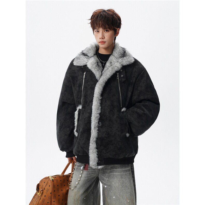 无影墙PU皮荔枝纹座山雕全毛棉衣外套514A-HWH102-P128控228，男装棉衣，星座514A（原614）