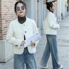 现货新款流苏小香风轻奢知性双面羊毛呢短外套，女装双面呢大衣，丝露怡语