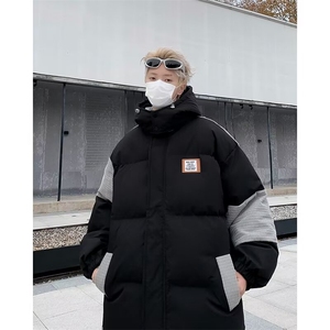 冬季美式复古拼接设计灯芯绒棉服潮牌保暖百搭连帽上衣 W8064-P85图片