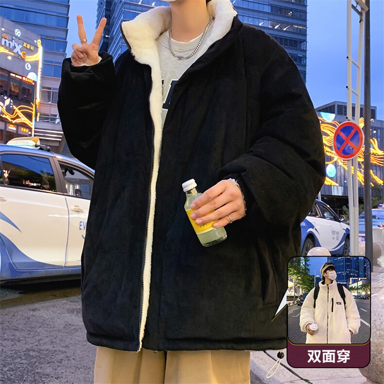 秋冬新款纯色灯芯绒棉衣宽松日系百搭棉衣外套MY9315-1P-95,男装棉衣,电商A128