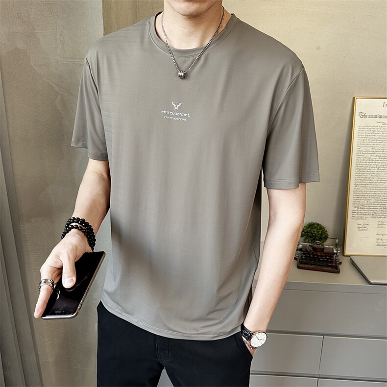 新款男士圆领短袖T恤时尚百搭休闲上衣潮牌半袖T恤T65801-P35,男装T恤,电商A237