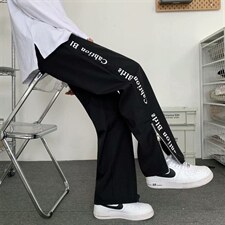 ins港风侧边拉链阔腿裤男潮牌痞帅网红休闲裤宽松直筒裤H231-p30，男装休闲裤，星座1008
