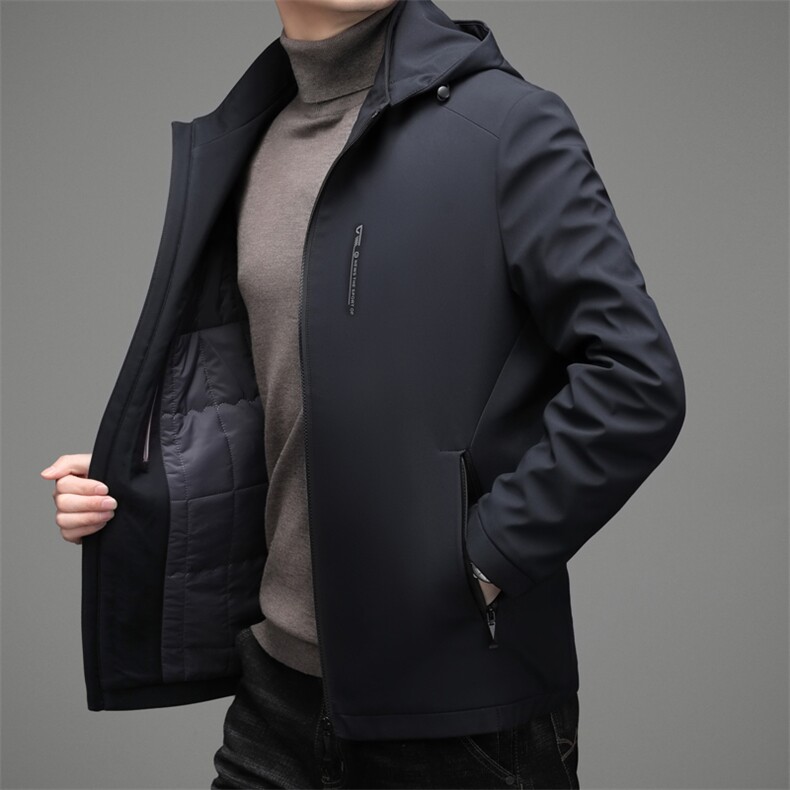 棉衣连帽外套男秋冬季2023新款棉服中年商务休闲爸爸装保暖棉袄,男装棉衣,电商B212（原钱塘6029）