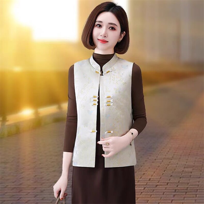新中式风马甲女士春秋短款外套2025年春季新款妈妈坎肩马夹外穿,女装马甲,燕颉服饰